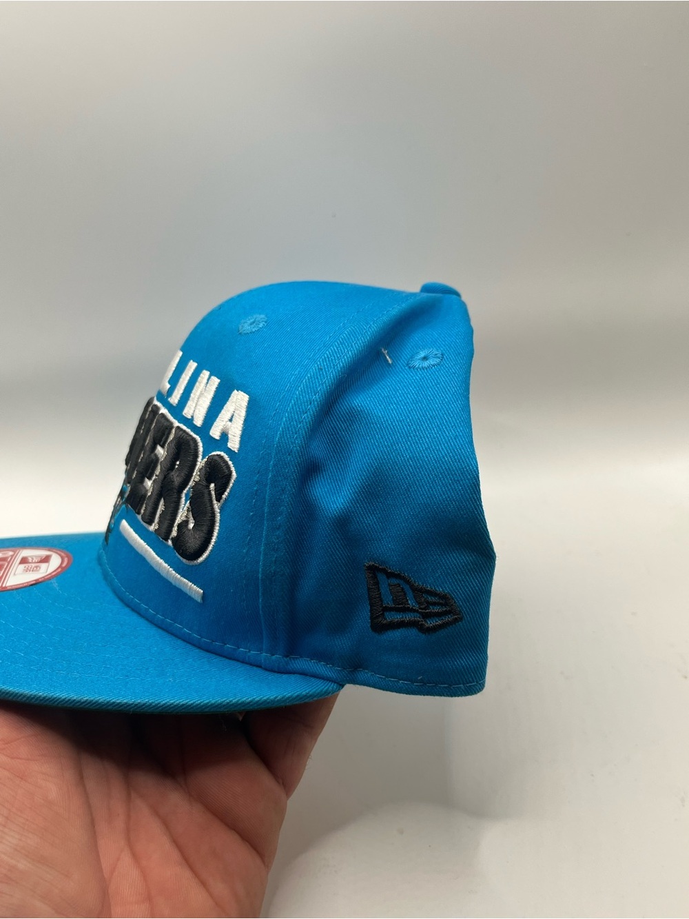 New Era 9Fifty  Carolina Panthers Teal Snapback Hat with Black & White Logo - Picture 2 of 6